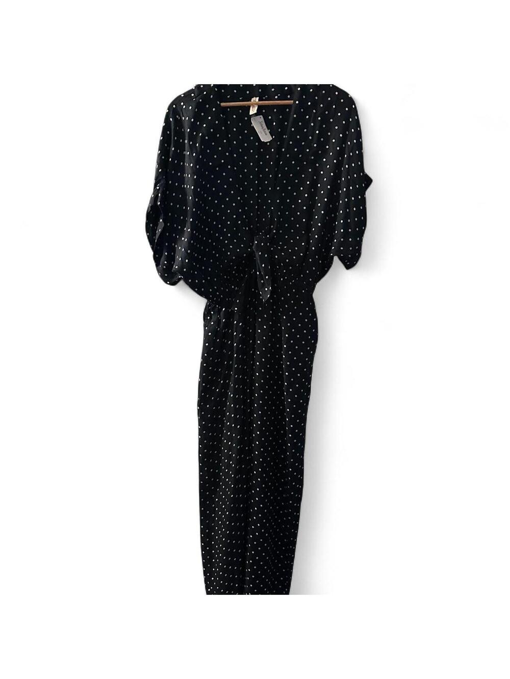 Underprotection Black Polka Dot Wrap Jumpsuit S NWT $254